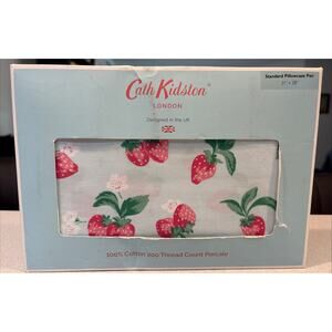 New Cath Kidston London Summer Strawberry Duckegg 2 Standard Pillowcases Shams